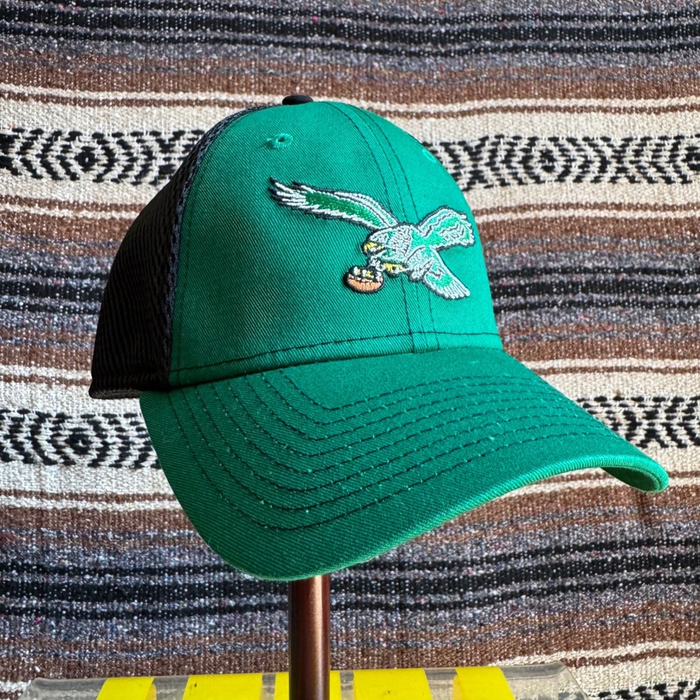 New Era Philadelphia Eagles Hat Small/Medium Green Black Mesh 39THIRTY Cap